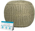 BIRDROCK HOME Round Pouf Ottoman Foot Rest, 18.5”x15”, Herbal Olive Green
