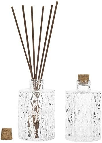 MyGift Clear Glass Reed Diffuser Bottles Vintage Apothecary Vases Set of 2