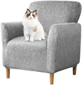Stretch Modern Banquet Armchair Slipcover 1-Piece Accent Chair Covers with Arms Soft Chair Slipcovers for Living Room Armchair Furniture Protector Office Reception Reading Sofa (Light Gray)