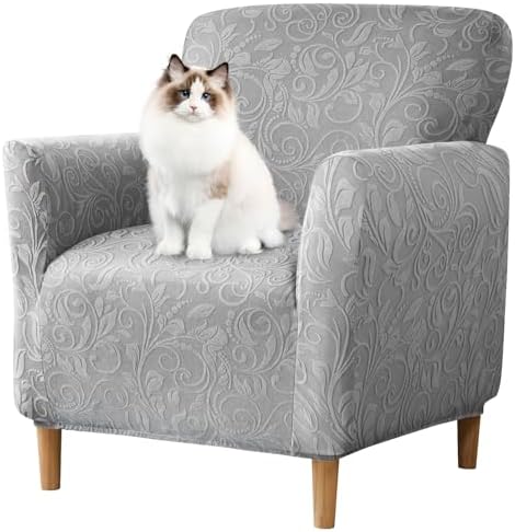 Stretch Modern Banquet Armchair Slipcover 1-Piece Accent Chair Covers with Arms Soft Chair Slipcovers for Living Room Armchair Furniture Protector Office Reception Reading Sofa (Light Gray)