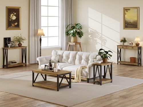 ChooChoo Farmhouse Console Table with Drawer for Entryway with X Supports