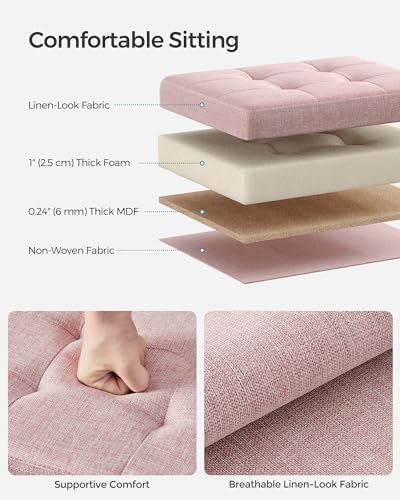 SONGMICS Small Folding Storage Ottoman, 15.7 x 12.2 x 12.2 Inches