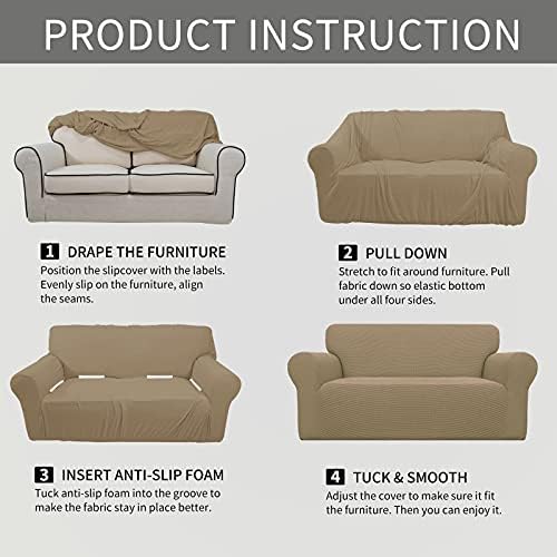 Easy-Going Stretch Oversized Loveseat Couch Covers Washable Tan
