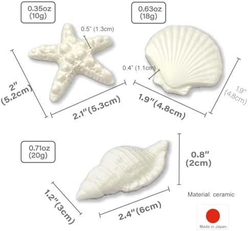 Passive Stone Diffuser 3pcs Set [ Made in Japan ] Non Electric Diffuser for Essential Oil and Aromatherapy (Ceramic/Clay) (1, Marine Life)