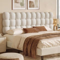 Pinmoco King Cloud-Shaped Upholstered Headboard, Teddy Fleece Beige