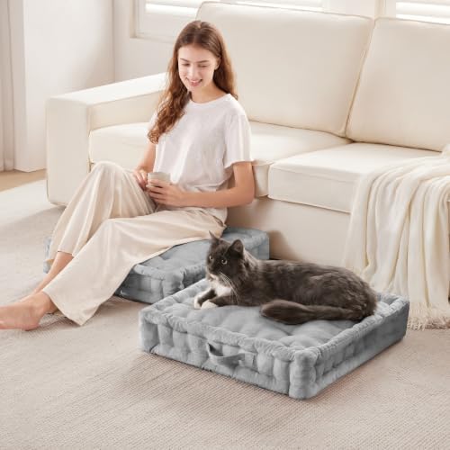 Intelligent Design Floor Pillow, Large Cushion for Meditation, 24x24 Grey