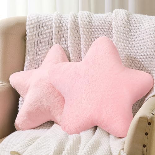 Sumind 2 Pcs 15.7 Inch Pink Star Pillow Decorative Throw Pillow