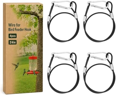 4 Pcs Wire for Bird Feeder Hook 24in Hanging Cable with Hook