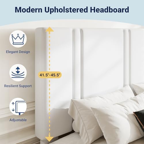 Allewie Queen Platform Bed Frame with Velvet Upholstered Headboard