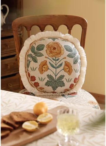 patdrea Designer Vintage French Round Throw Pillow Cover,Diameter 16"