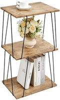 KJGKK Tall Side Table, Small End Table, 29 inch High Entryway Table, Bedside Table for Living Room, Bedroom and Office, Greige & Black