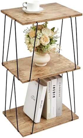 KJGKK Tall Side Table, Small End Table, 29 inch High Entryway Table, Bedside Table for Living Room, Bedroom and Office, Greige & Black