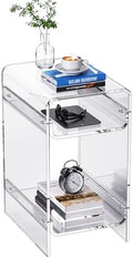 Clear Acrylic Side Table, Narrow Nightstand Bedside Table for Bedroom, Skinny Small End Table (Clear Wide, 11.8'' x 15.7'' x 21.7")