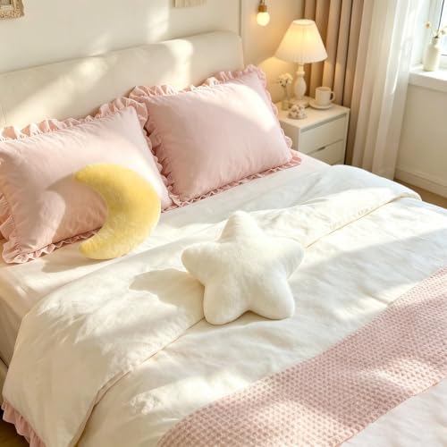 2PCS Moon Star Pillow Set, Cute Decorative Throw Pillows for Bed Couch