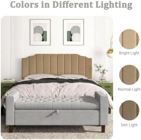 Befurtori King Size Headboard Only, Linen Wall Mount Headboard, Brown