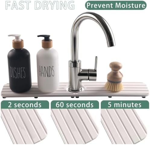 NiuYichee Faucet Mat for Kitchen Sink, Water Absorbing Diatomite Stone Tray