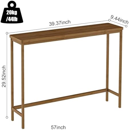 VASMIA Console Table, Entryway Table, Narrow Sofa Table, 39" Bamboo Hallway Table for Entryway, Living Room, Bedroom, Foyer, Walnut