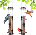 Metal Bird Feeder Tube Hanging Wild Bird Seed Feeder Aluminum Six Port Bird Feeders,1.4 mm Extra Thick Solid Tube Transparent with Steel Hanger Great for Attracting Birds (Coffee 2PK)
