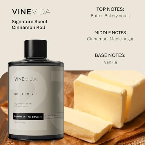 VINEVIDA [16 Fl Oz] Cinnamon Roll Fragrance Oil for Cold Air Diffusers, Essential Oils for Diffuser Oil Refill & Air Freshener Room Spray