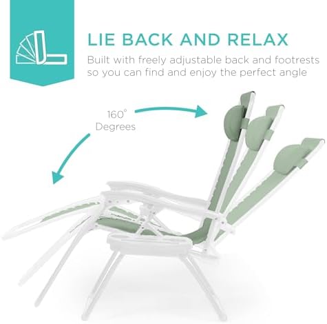 Best Choice Products Zero Gravity Chair Recliner, Sage Green/White