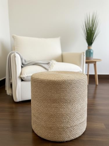 Pouf Ottoman 100% Jute Braided Pouffe (16"x16"x16")