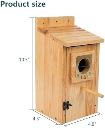 Bird Houses for Outside Clearance with Copper Guard, Pine Bird House Outdoor, Bluebird Finch Swallow Wren Chickadee No Assembly Required, 1 Pack