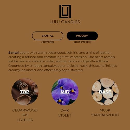 Lulu Candles Santal Scented Soy Candle 9 Oz Sandalwood Amber Home Fragrance