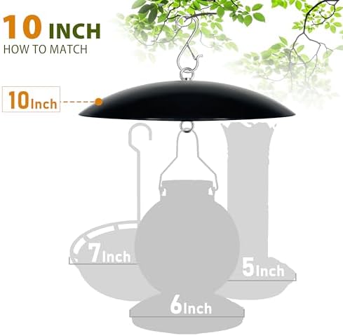 10" Mini Bird Feeder Rain Guard, Hummingbird Feeder Shade Dome Cover, for Small Feeders, Works with Ant Guards (Black), 2 Pack