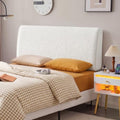 Pinmoco 4.7" Upholstered Headboard for Queen Size Bed, Height Adjustable and Ergonomic Headboard, Easy Assemble, Sturdy and Durable, Teddy Velvet, Beige