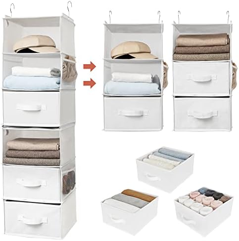 GRANNY SAYS Hanging Closet Organizer with 3 Drawers & 6 Shelves, White
