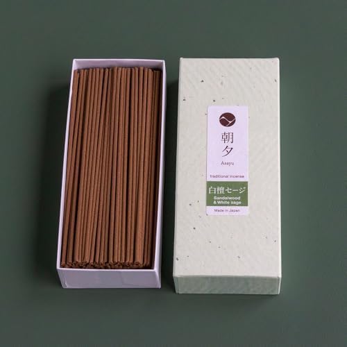 Asayu Japan Sandalwood and White Sage Incense Sticks, Traditional, 40g