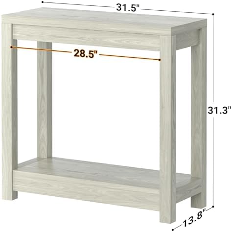 Besiost Small Farmhouse Wood Entryway Table Narrow Console Table with Storage Behind Couch Sofa Table with Shelves Entry Way Table with Open Storage, Easy Assembly, 32" Classical Washed Oak