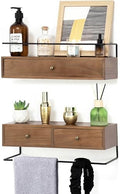 Floating Shelves With Drawers Set of 2, Wall Mounted Storage for Bathroom