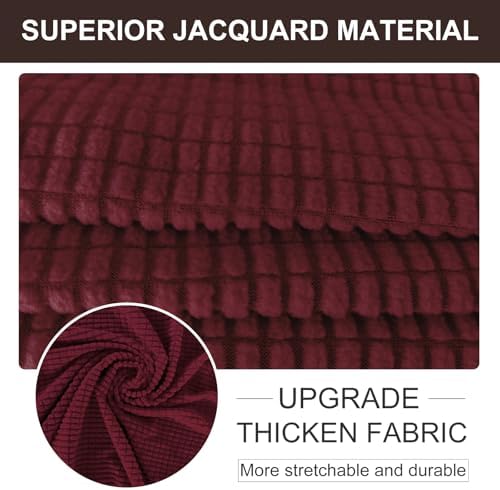 U-NICE HOME Oversized Stretch Loveseat Couch Cover, Burgundy
