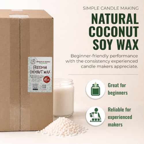 American Soy Organics Freedom Coconut Soy Wax Beads, Candle Wax, 45 lbs