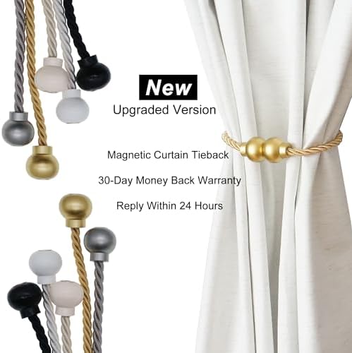 4Pcs Magnetic Curtain Tiebacks Modern Handmade Rope Curtain Tie Backs Gold