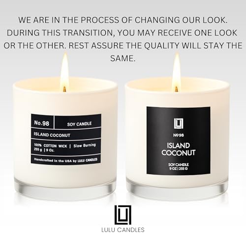Lulu Candles | Island Coconut | Luxury Scented Soy Jar Candle | Hand Poured in The USA | Highly Scented & Long Lasting (9 Oz.)