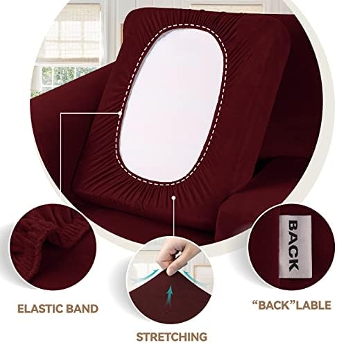 WEERRW Velvet Stretch 2 Pieces Chair Sofa Slipcovers Washable, Burgundy