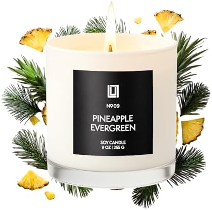 Lulu Candles Pineapple Evergreen Scented Soy Blend Jar Candle, 9 Oz.