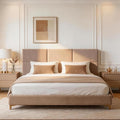 Fromann Upholstered Wall Mounted Headboard for Queen/TXL/King Size Beds, Peel and Stick Headboard 23.6" x 11.8"/PC, Interior Wall Panels for Bedroom Study, Headboards Only (6, Light Brown)