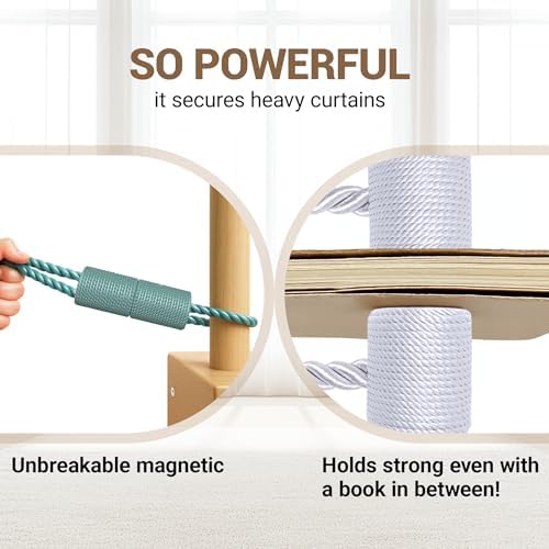 Hion Magnetic Curtain Tiebacks Blue 4pcs, Curtain Holdbacks Hooks Holders
