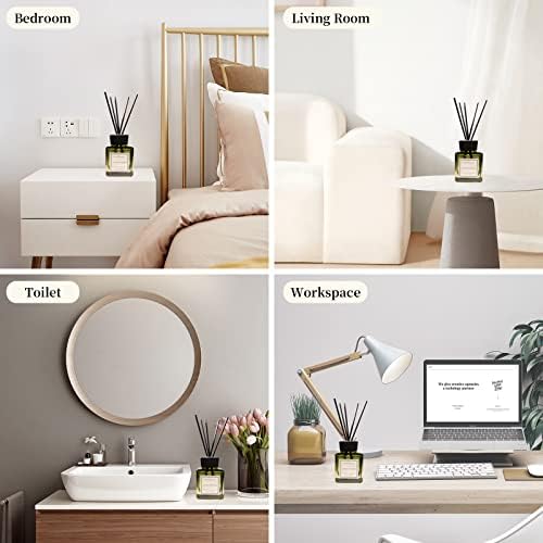 Oud & Bergamot Reed Diffuser Long-Lasting Fragrance Air Freshener Diffuser Hotel Collection Diffuser Oil 7.04 oz - Green