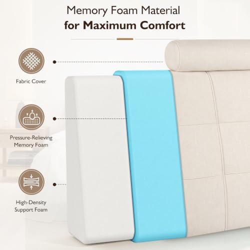 Twin Headboard with Headrest, Memory Foam Upholstered Headboard