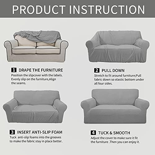 Easy-Going Stretch Chair Slipcover with Arm Washable Light Gray