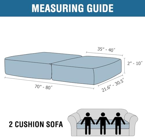 H.VERSAILTEX Velvet Stretch Couch Cushion Cover Plush Cushion Slipcover for Chair Loveseat Sofa Cushion Furniture Protector Seat Cushion Sofa Cover (2 Piece Large Sofa Cushion Covers, Stormy Blue)
