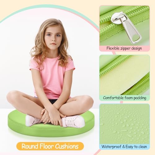 12 Pcs Floor Cushions kids, Macaron Color, 13.8 x 13.8 x 2 Inch
