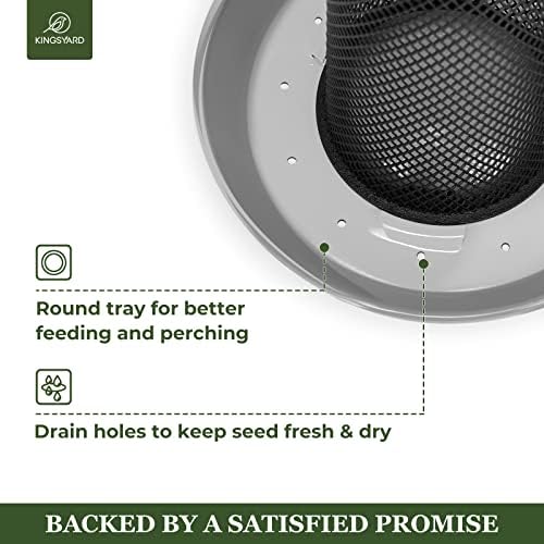 Kingsyard Finch Feeders for Outdoors Hanging, Metal Mesh Tube Bird Feeder for Nyjer/Thistle Seed, 2.5 lbs Large Capacity (Grey)