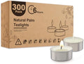 Ashlux 300-Pack Unscented Palm Wax Tea Lights Candles,6 Hours Burn