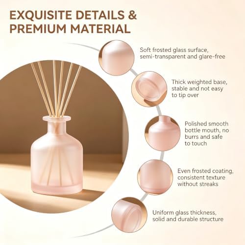 Empty Glass Reed Diffuser Bottles, Matte Pink Fragrance Container