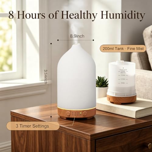 Gooamp 200ML Ceramic Essential Oil Diffuser for Home, Stone Diffuser 2 Pack